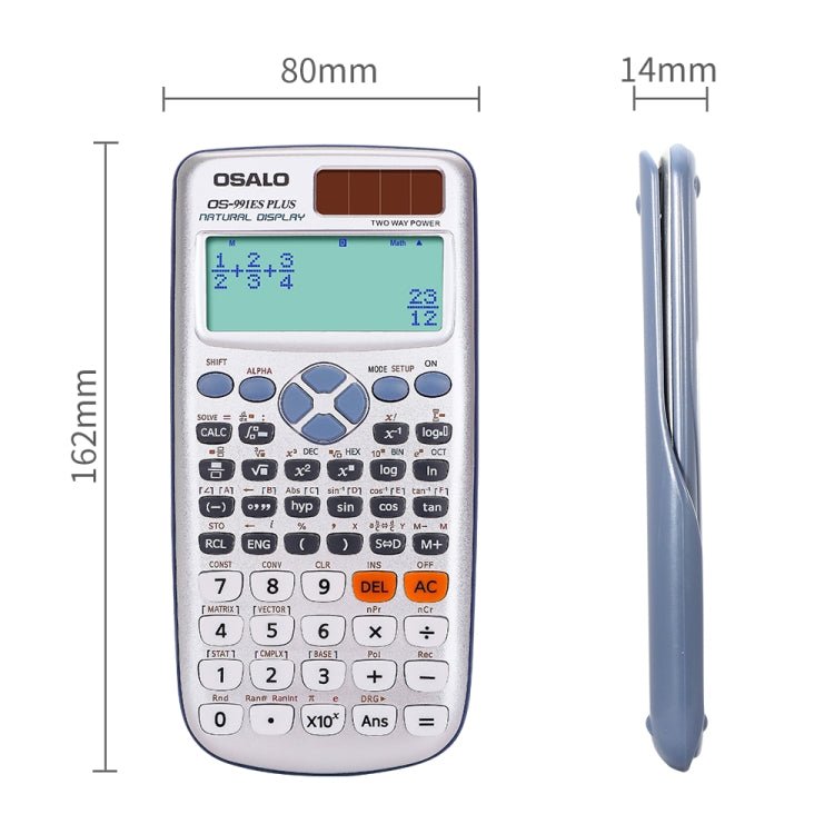 OSALO OS - 991ES PLUS 10+2 Digits Multi - functional Student Function Scientific Calculator Solar Energy Dual Power Calculator - British D'sire