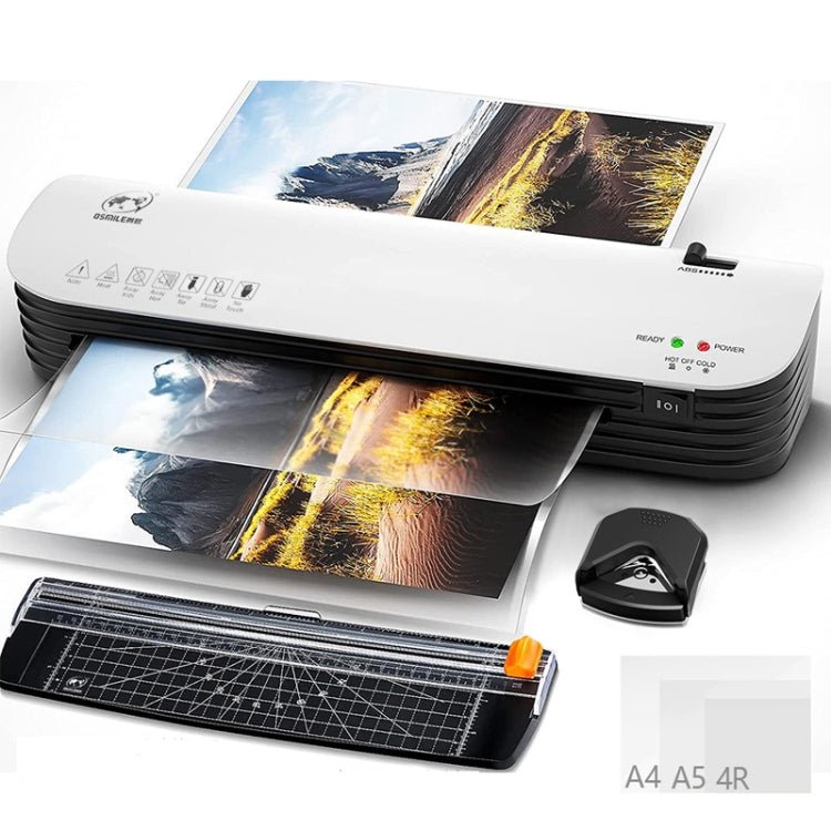Osmile SL299 A4 Laminator Machine Set With 15 Laminating Pouches Paper Cutter Corner Rounder(US Plug) - British D'sire