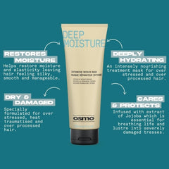 OSMO Intensive Deep Repair Mask | Jojoba Oil | Over Stressed & Traumatised Hair | Improves Moisture & Elasticity | Vegan. 250ml - Hair Care - British D'sire