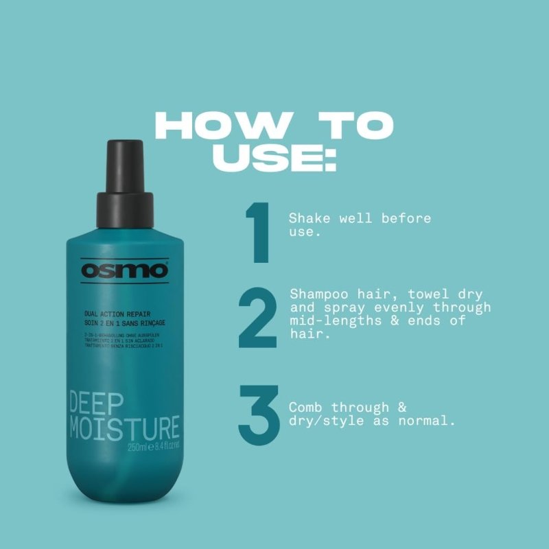 OSMO Keratin Dual Action Repair | Intensive Leave-in Treatment | Deep Moisture | Dry, Damaged & Coloured Hair | Vegan. 250ml. Secondary image