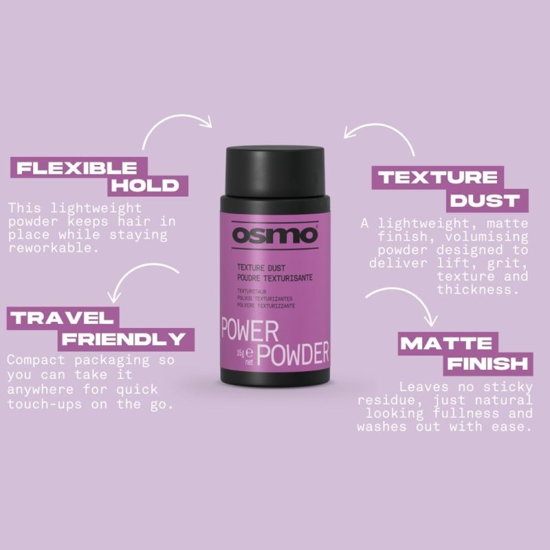 OSMO Power Powder | Matte Texturising Dust | Volume, Lift and Fuller Hair | Vegan. 15g. - Hair Care - British D'sire