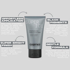 OSMO Super Ice Brightening Mask | Black Pigment for Toning Blonde Hair | Bleached & Natural Blonde Hair | Vegan. 75ml - Hair Mask - British D'sire