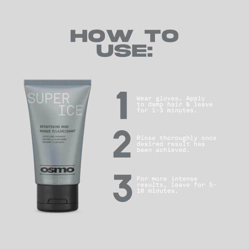 OSMO Super Ice Brightening Mask | Black Pigment for Toning Blonde Hair | Bleached & Natural Blonde Hair | Vegan. 75ml - Hair Mask - British D'sire