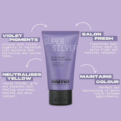 OSMO Super Silver Toning Mask | Nourish, Hydrate & Tone for Ashy Results | Violet Purple Pigment | No Yellow or Brass | Vegan. 75ml. - Hair Mask - British D'sire