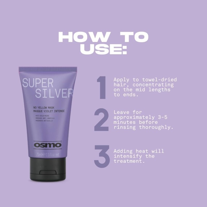 OSMO Super Silver Toning Mask | Nourish, Hydrate & Tone for Ashy Results | Violet Purple Pigment | No Yellow or Brass | Vegan. 75ml. - Hair Mask - British D'sire
