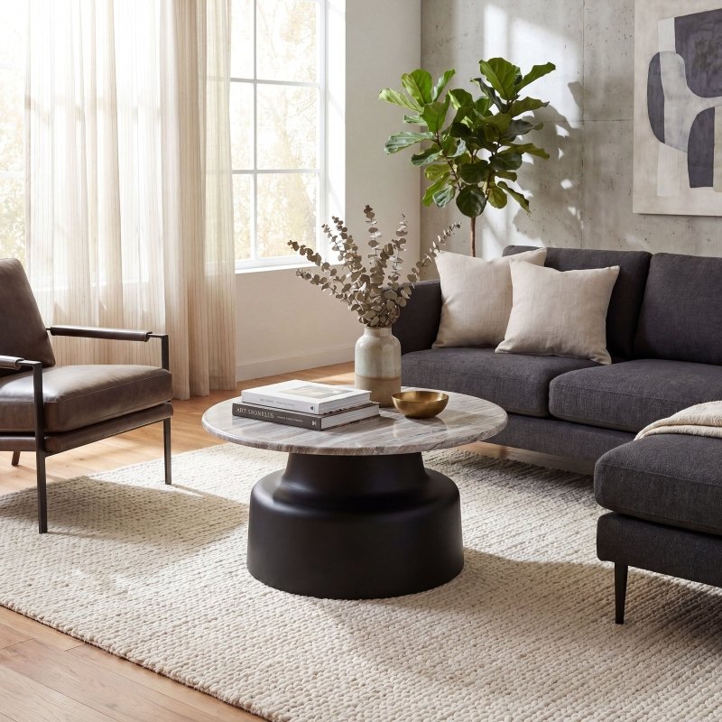 Oura Round Coffee Table Home Decor Furniture - Tables - British D'sire