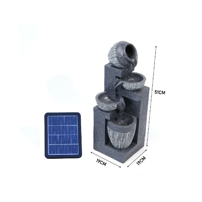 Outdoor Cascading LED Tiered Water Fountain Garden Solar Power Feature Statues - British D'sire