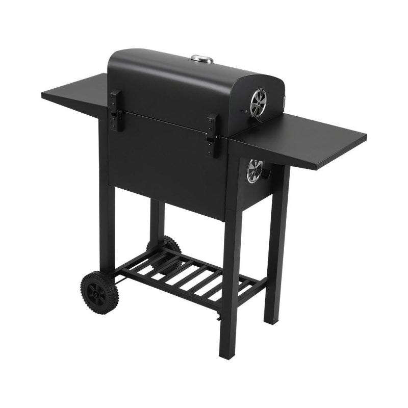 Outdoor Charcoal Grill with Side Tables, Black - Charcoal Grill - British D'sire