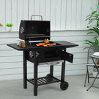 Outdoor Charcoal Grill with Side Tables, Black - Charcoal Grill - British D'sire
