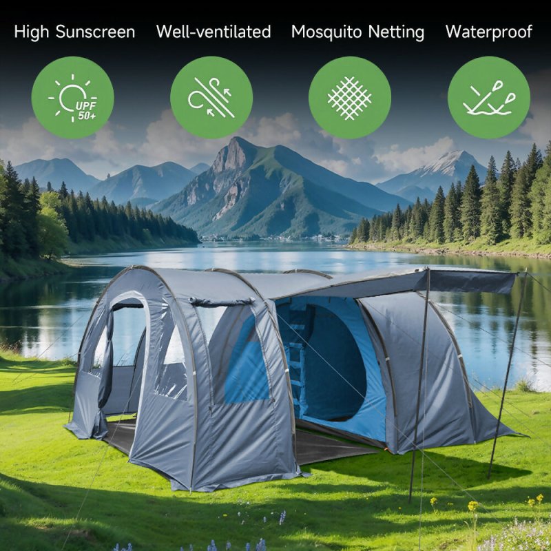 Outdoor Large Tunnel Camping Tent Portable Family Hiking Shelter - Camping Tent - British D'sire