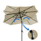Outdoor Solar 24 LED Lights Patio Parasol w/ Crank, Beige - Parasol - British D'sire