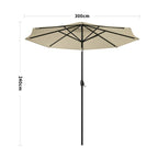 Outdoor Solar 24 LED Lights Patio Parasol w/ Crank, Beige - Parasol - British D'sire