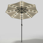 Outdoor Solar 24 LED Lights Patio Parasol w/ Crank, Beige - Parasol - British D'sire