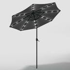 Outdoor Solar 24 LED Lights Patio Parasol w/ Crank, Dark Grey - Parasol - British D'sire