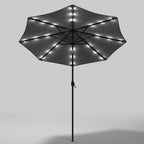 Outdoor Solar 24 LED Lights Patio Parasol w/ Crank, Dark Grey - Parasol - British D'sire