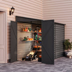Outdoor Steel Garden Storage Shed, Charcoal Black - British D'sire