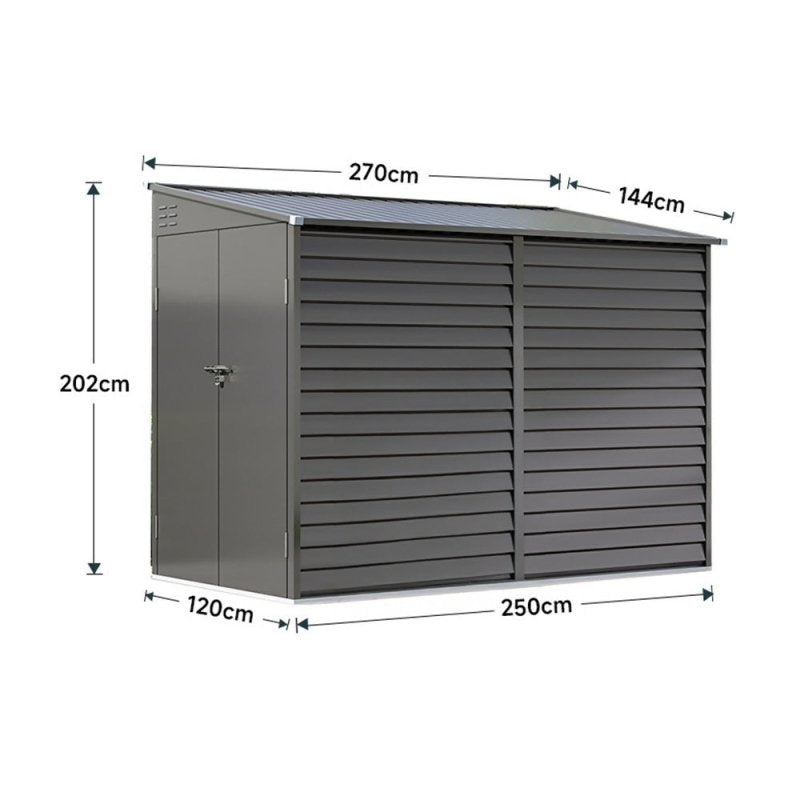 Outdoor Steel Garden Storage Shed, Charcoal Black - British D'sire