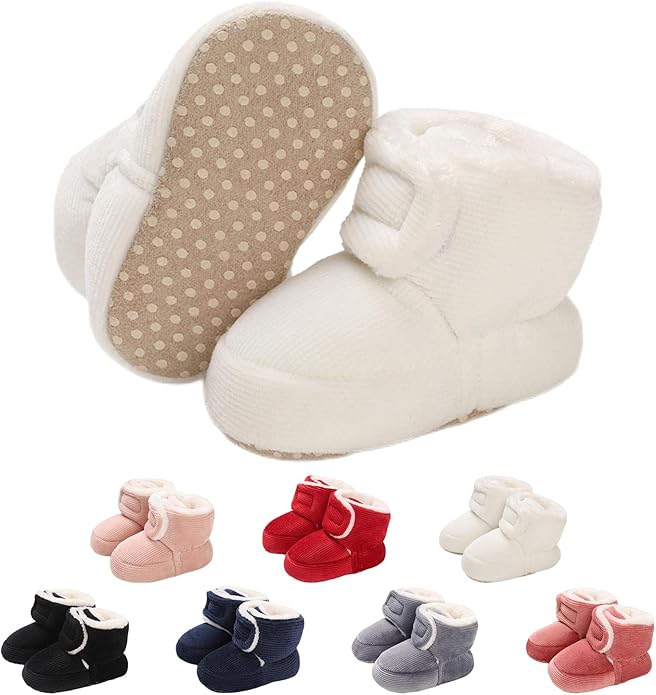 outfit spring Baby Winter Warm Fleece Bootie, Newborn Non - Slip Soft Sole Winter Shoes Sock Shoes Cute Adjustable Crawling Shoes Prewalker Boots for Girls Boys Toddler 0 - 18 Months - Kids shoes - British D'sire