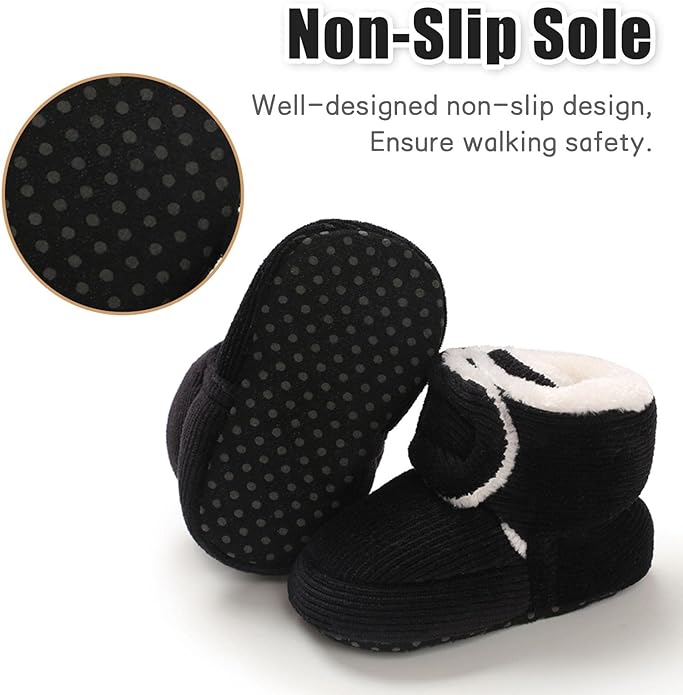 outfit spring Baby Winter Warm Fleece Bootie, Newborn Non - Slip Soft Sole Winter Shoes Sock Shoes Cute Adjustable Crawling Shoes Prewalker Boots for Girls Boys Toddler 0 - 18 Months - Kids shoes - British D'sire