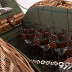 Oval 4 Person Green Tweed Wicker Picnic Basket - Fitted Picnic Baskets - British D'sire