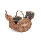 Oval 4 Person Green Tweed Wicker Picnic Basket - Fitted Picnic Baskets - British D'sire