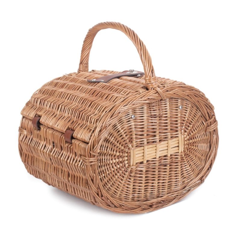 Oval 4 Person Green Tweed Wicker Picnic Basket Secondary image