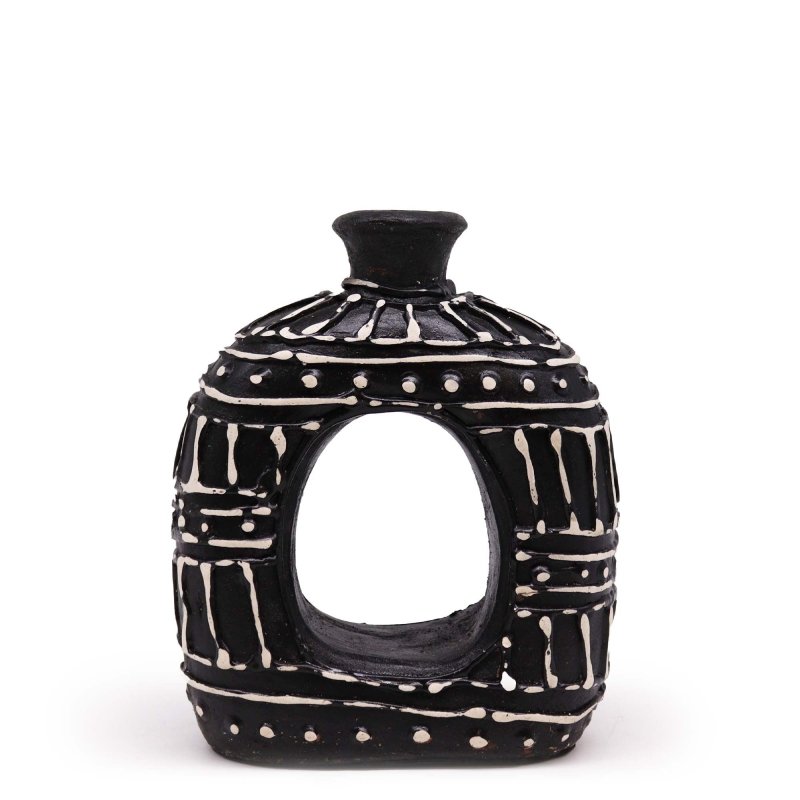 Oval Donut Shaped Vase - Chocolate 18cm - Ceramic Vase - British D'sire