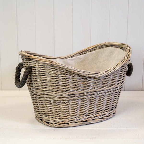 Oval Log Basket with Rope Handles T44x30xH20/27xB33c23cm Secondary image