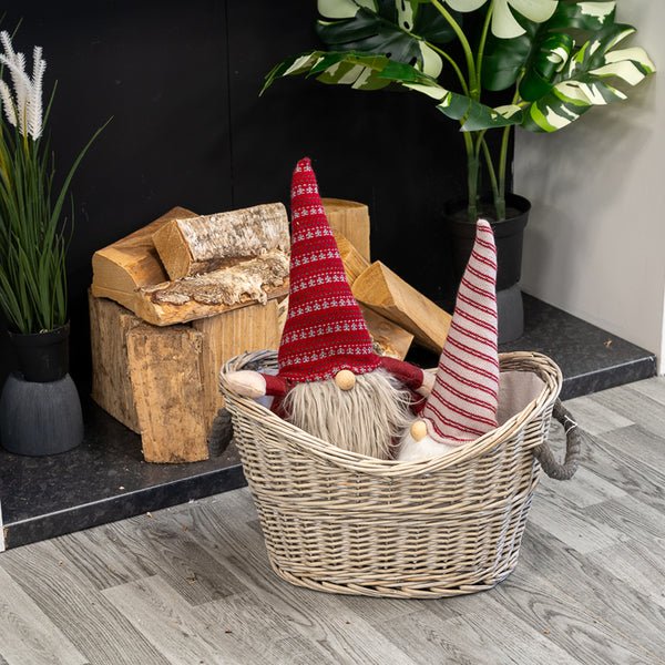 Oval Log Basket with Rope Handles T44x30xH20/27xB33c23cm - Home Decor - British D'sire