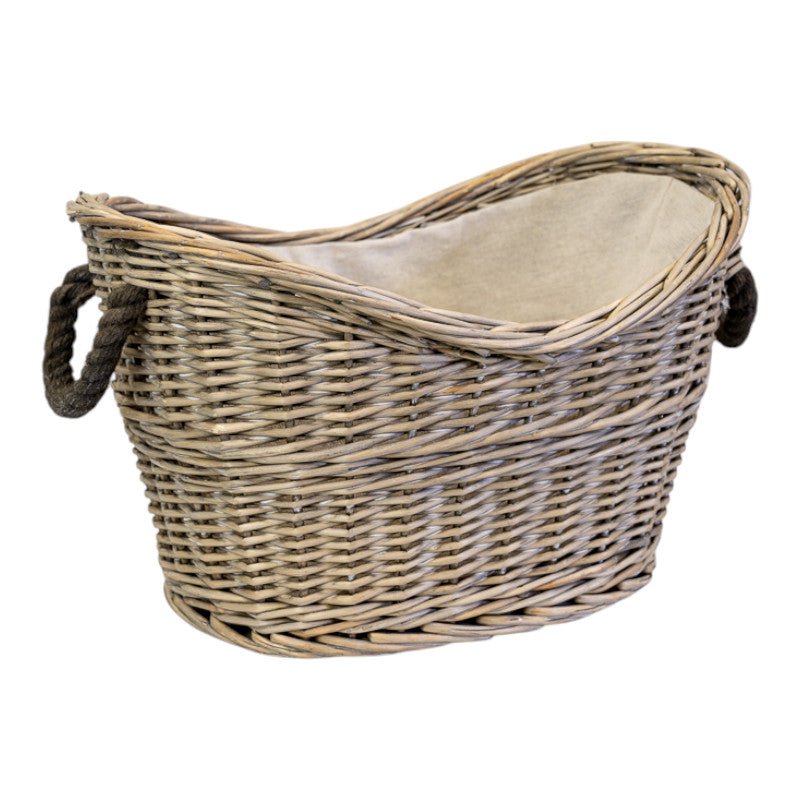 Oval Log Basket with Rope Handles T44x30xH20/27xB33c23cm - Home Decor - British D'sire
