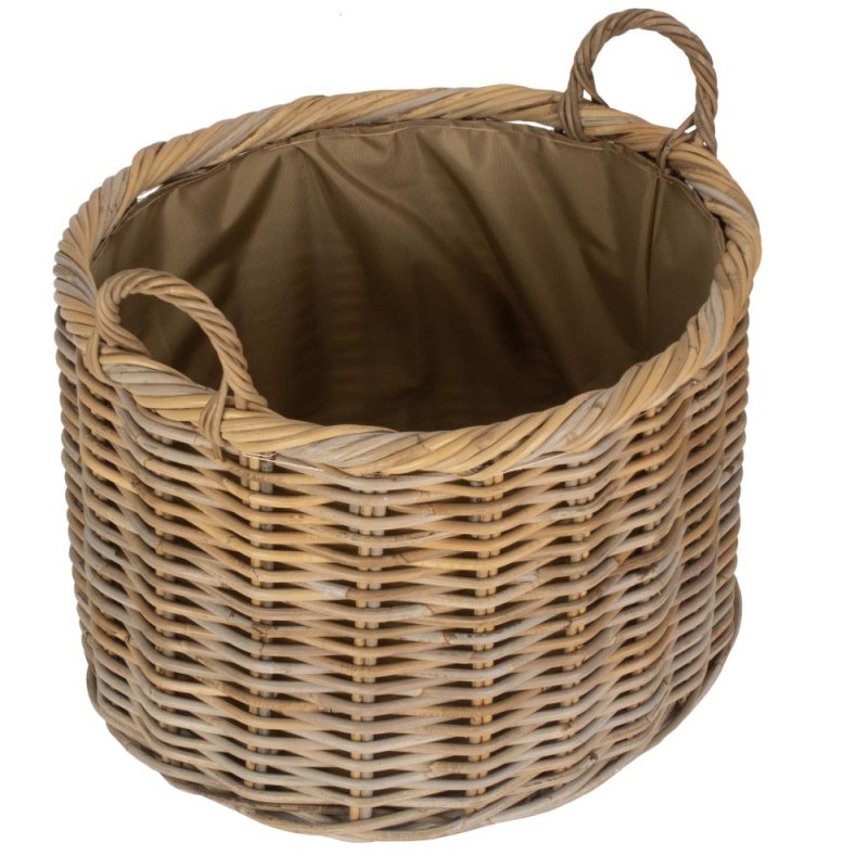 Oval Rattan Storage Log Basket With Cordura Lining - Log Baskets - British D'sire
