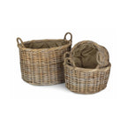 Oval Rattan Storage Log Basket With Cordura Lining - Log Baskets - British D'sire