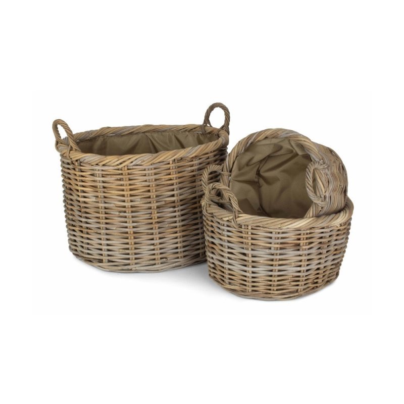 Oval Rattan Storage Log Basket With Cordura Lining - Log Baskets - British D'sire