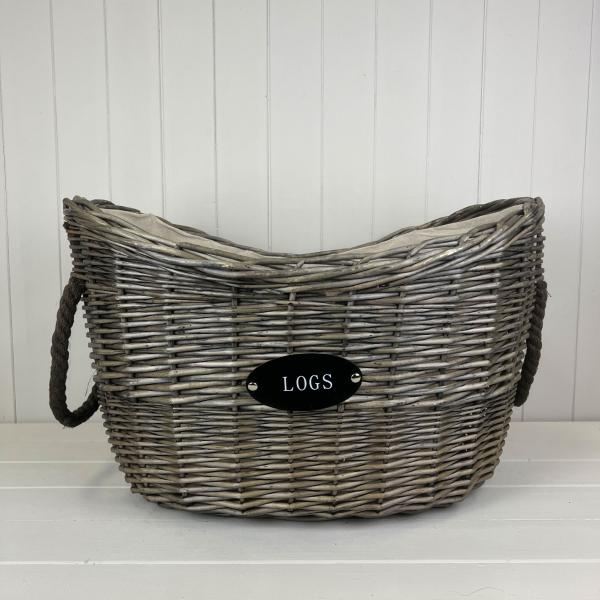 Oval Tapered Log Basket with Two Hessian Ears - Log Basket - British D'sire