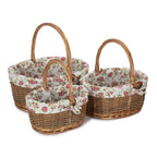 Oval Unpeeled Willow Shopping Basket With Garden Rose Lining - Shopping Baskets - British D'sire