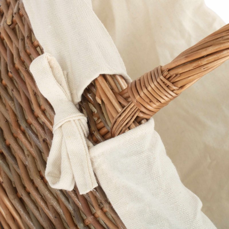 Oval Unpeeled Willow Shopping Basket With White Lining - Shopping Baskets - British D'sire