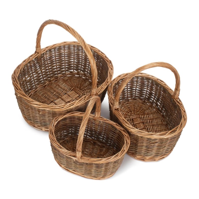 Oval Unpeeled Willow Shopping Basket - Shopping Baskets - British D'sire