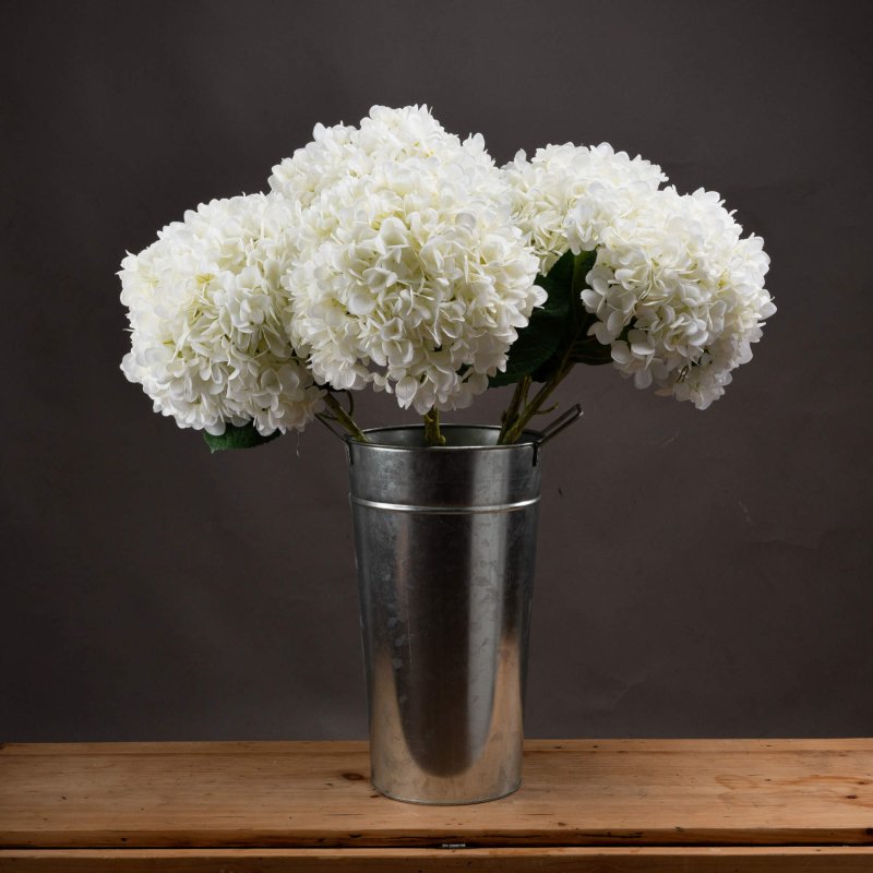 Oversized White Hydrangea Artificial Flower Stem - Artificial Flowers & Stems - British D'sire