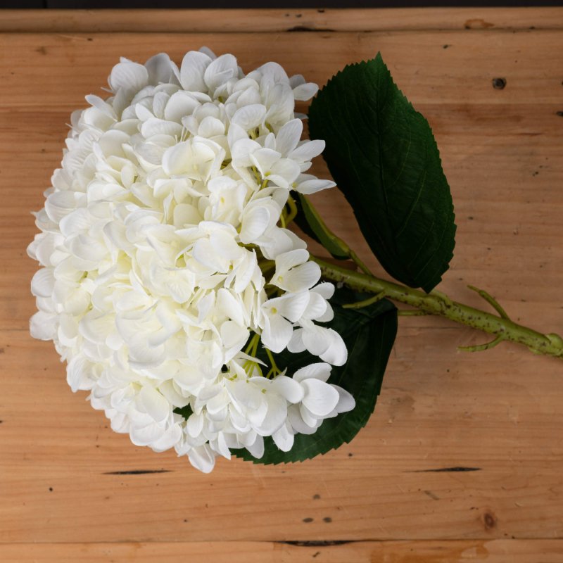 Oversized White Hydrangea Artificial Flower Stem - Artificial Flowers & Stems - British D'sire