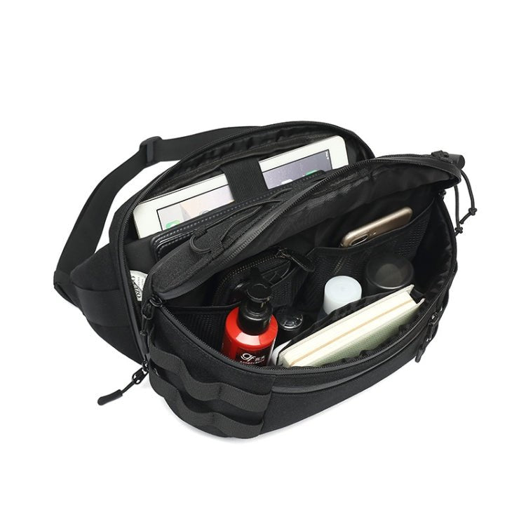 Ozuko 9340 Men Waist Bag Multifunctional Chest Bag Sports Waterproof Shoulder Messenger Bag(Black) - British D'sire