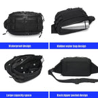 Ozuko 9340 Men Waist Bag Multifunctional Chest Bag Sports Waterproof Shoulder Messenger Bag(Black) - British D'sire