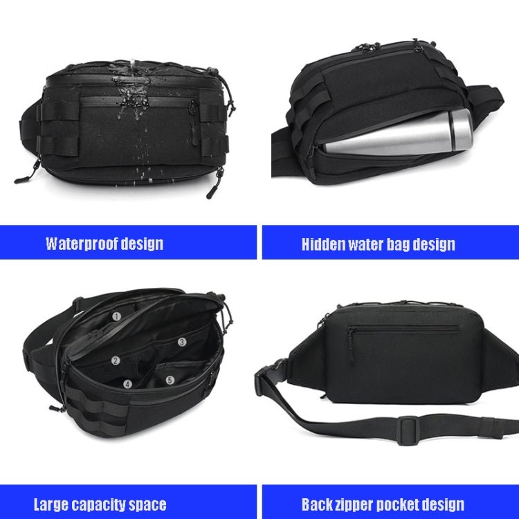 Ozuko 9340 Men Waist Bag Multifunctional Chest Bag Sports Waterproof Shoulder Messenger Bag(Black) - British D'sire