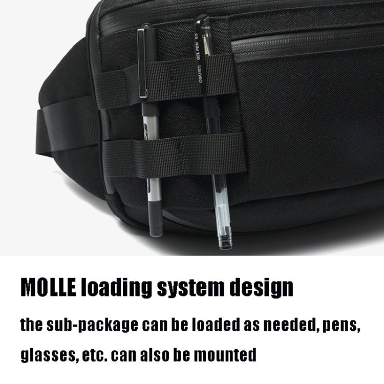 Ozuko 9340 Men Waist Bag Multifunctional Chest Bag Sports Waterproof Shoulder Messenger Bag(Black) - British D'sire