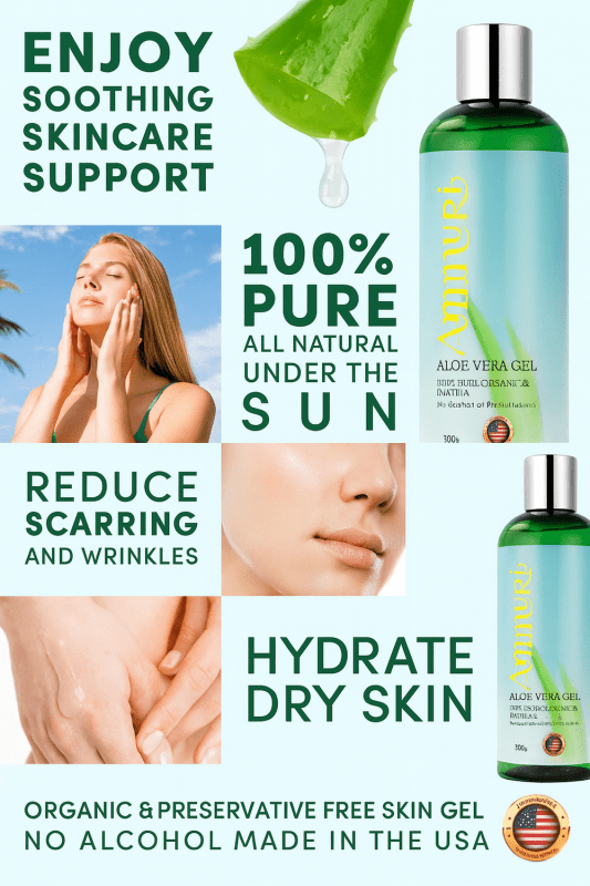 Pack of 5 Ammuri Organic Pure Aloe Vera Gel 100% Pure, Natural Organic Soothes Hydrates & Repairs - Aloe Vera Gel - British D'sire