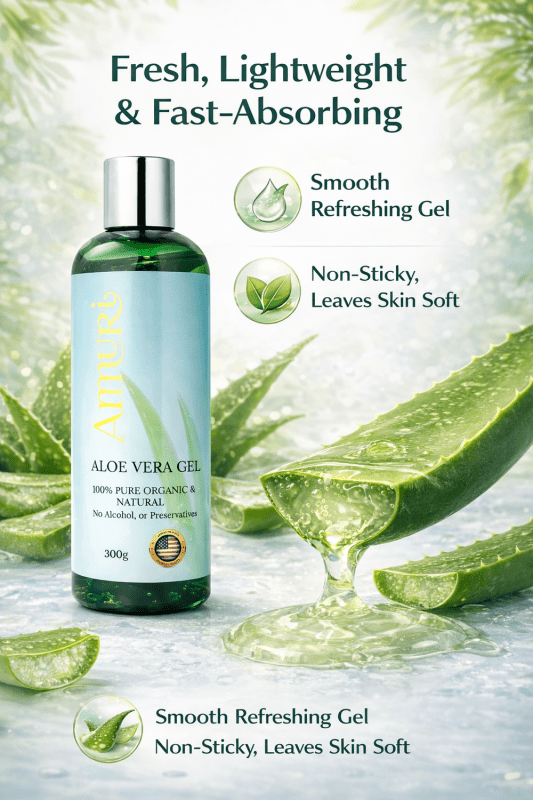 Pack of 5 Ammuri Organic Pure Aloe Vera Gel 100% Pure, Natural Organic Soothes Hydrates & Repairs - Aloe Vera Gel - British D'sire