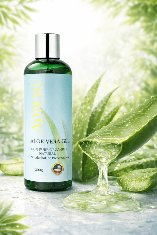 Pack of 5 Ammuri Organic Pure Aloe Vera Gel 100% Pure, Natural Organic Soothes Hydrates & Repairs - Aloe Vera Gel - British D'sire