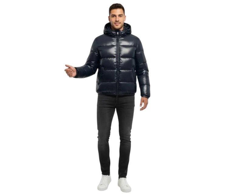 Padded Shiny Removable Hood Puffer Jacket - Jackets - British D'sire Main image