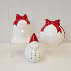 White Christmas Bell with Red Bow LED