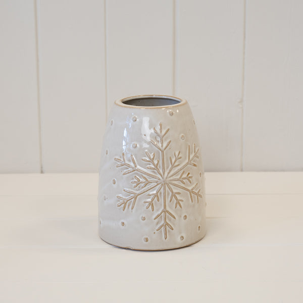 Short Frosted Snowflake Vase Seasonal Ceramic Vase