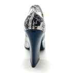 Pailette - Black Newsprint/Navy - Black Sole - Heel Shoe - British D'sire